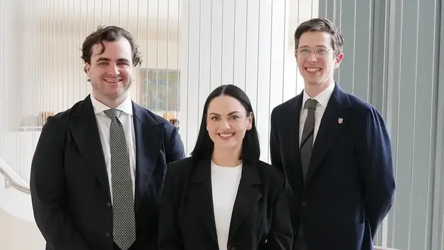 PUMA trial team members Dr Luke Perry (L), Paige Druce (middle) and A/Prof Lachlan Miles