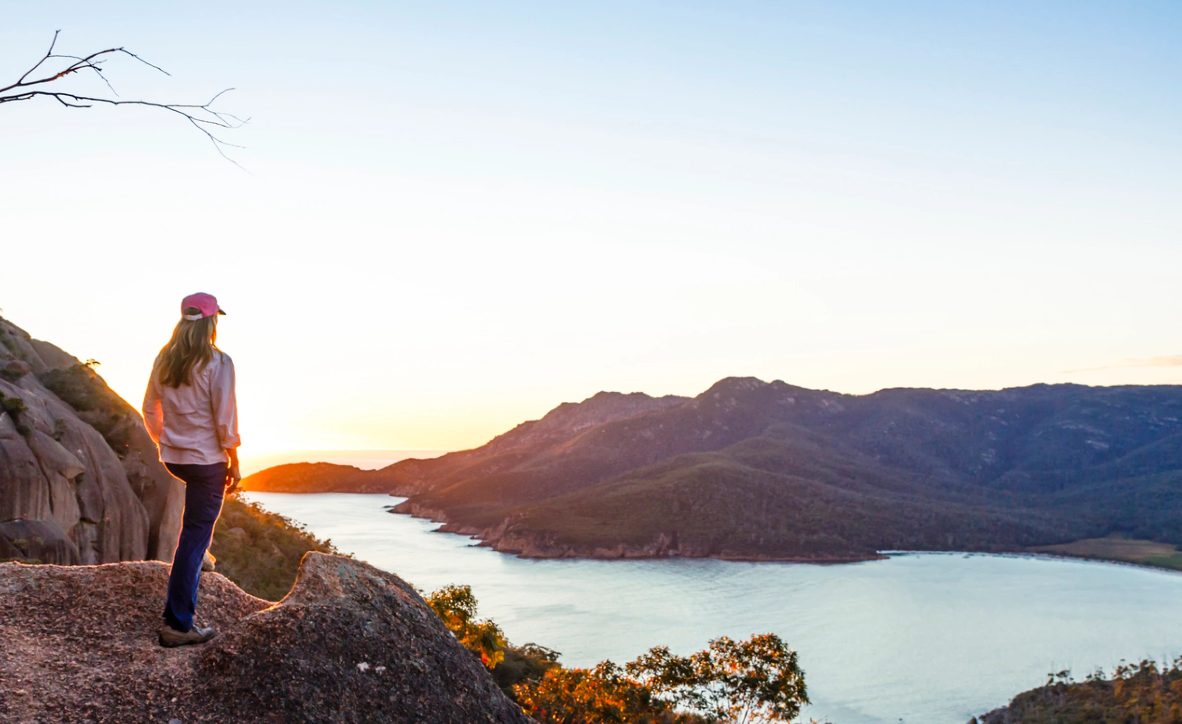 Walker in Tasmanian landscape