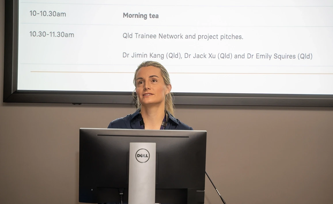 Dr Rachel Bourke welcoming delegates at the CTN and Gold Coast University Hospital multicentre research meeting 