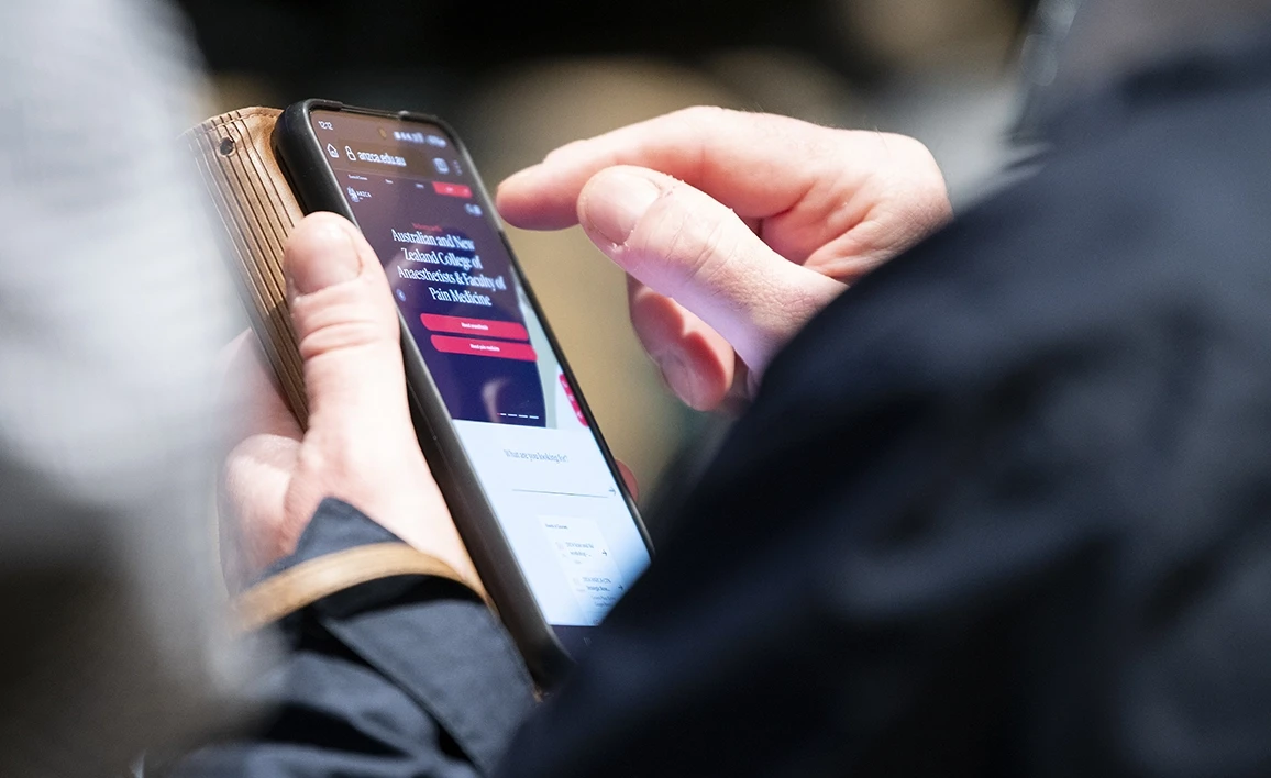 A participant engages with ANZCA's online research and survey platform, contributing to survey results to inform clinical trials