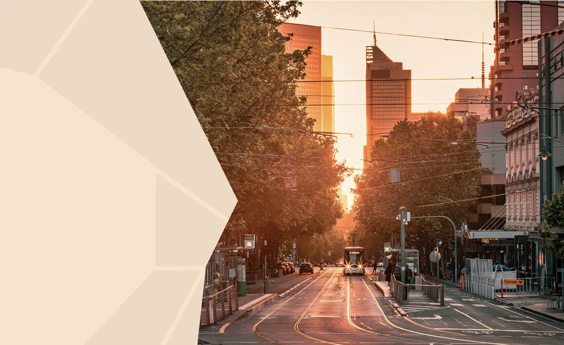 view of tram in Melbourne city