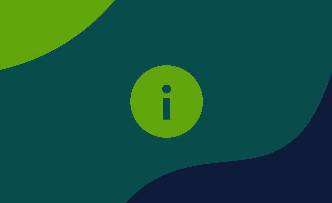 Green patterned graphic with an information symbol in the centre