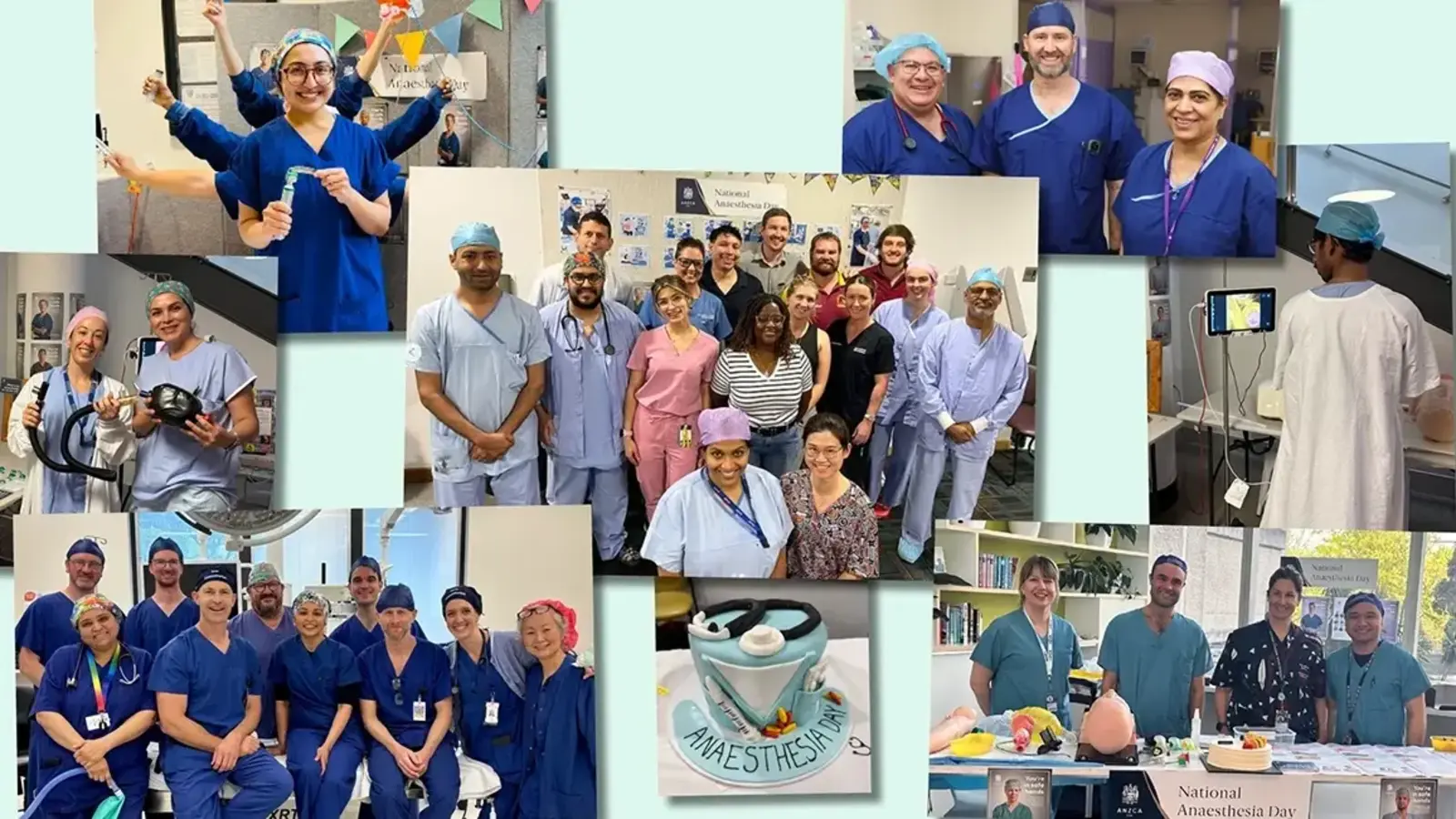 A collage of images from anaesthesia departments around Australia and New Zealand